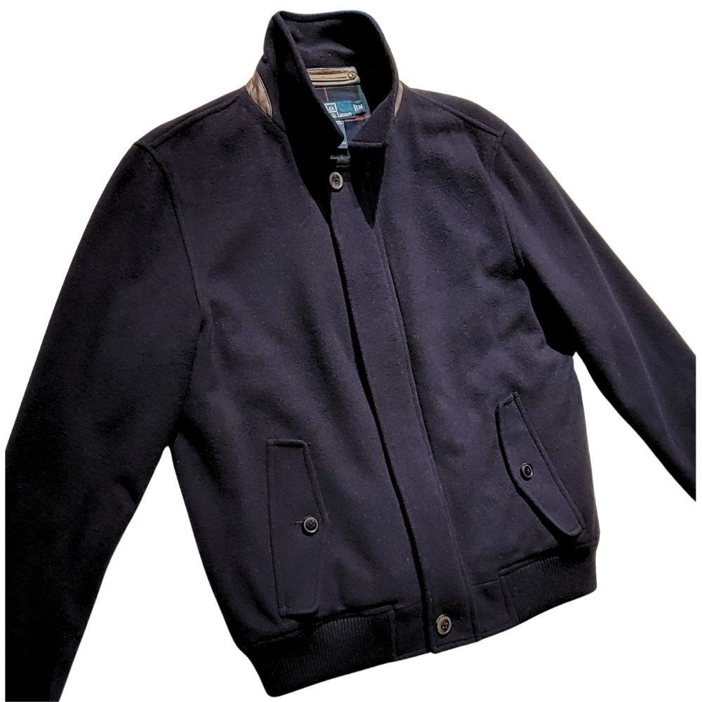*RARE* POLO RALPH LAUREN Silk, Wool, Leather & Corduroy Bomber Jacket Mens M - Picture 2 of 16